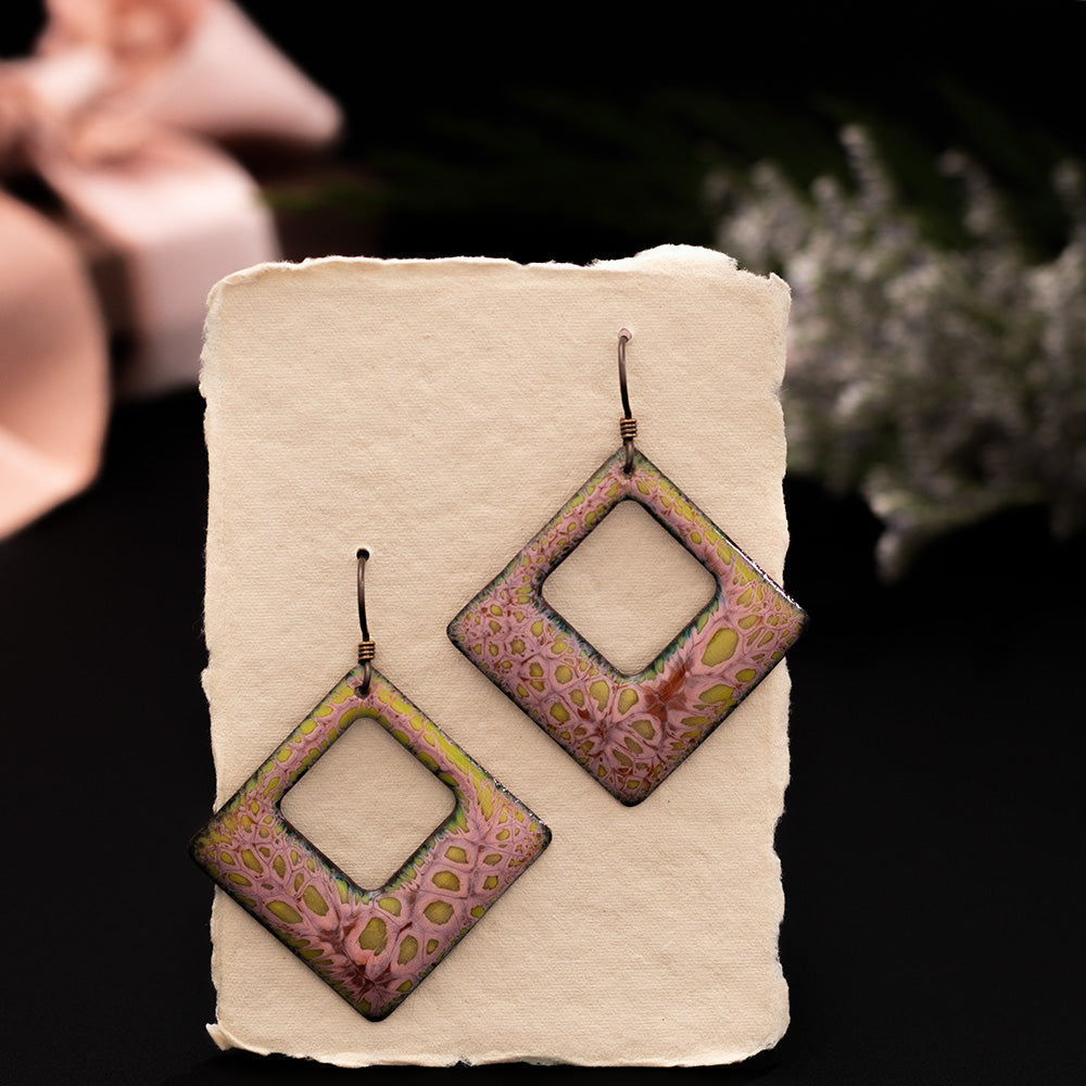 Square Enamel Earrings