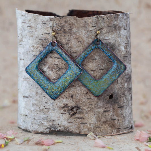 Moss tide Enamel Earrings