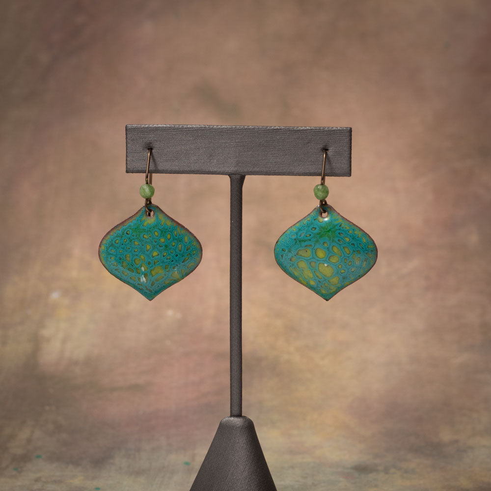 Green & Aqua Enamel Earrings