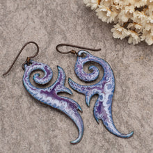  Blue & Purple Flourish Enamel Earrings