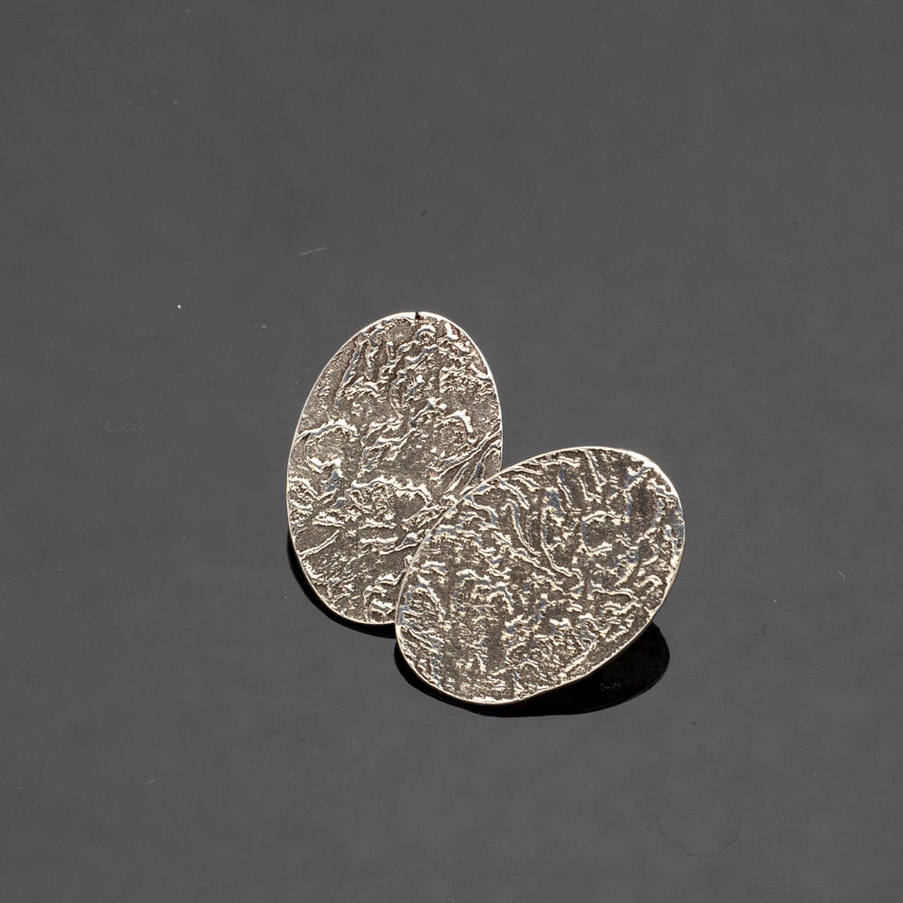 Textured Oval Earrings – Fine Silver