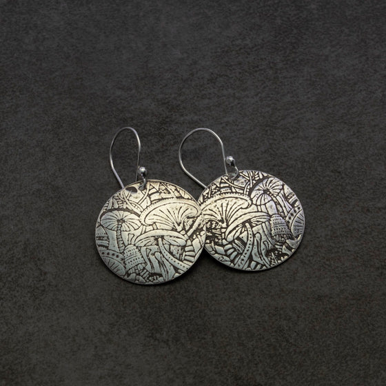 Silver Magic Mushroom Earrings