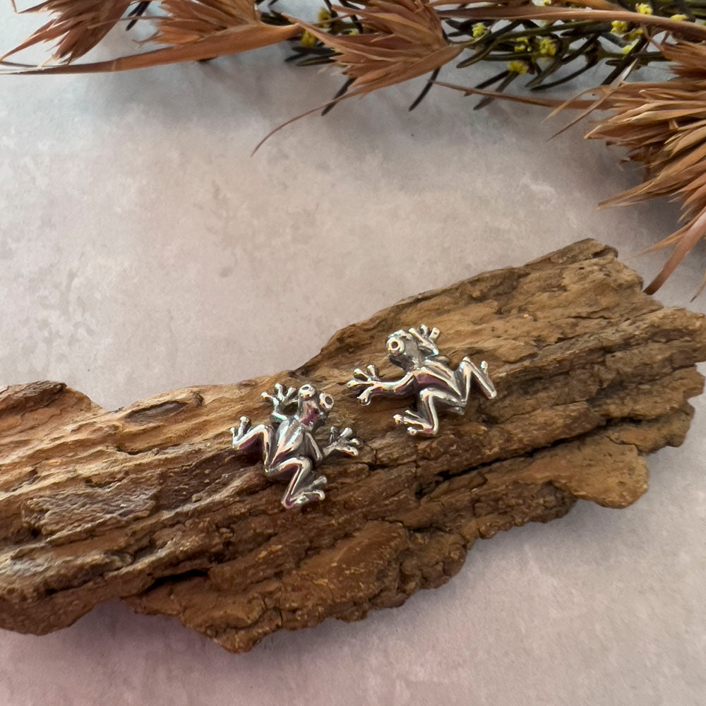 Sterling Silver Frog Earrings