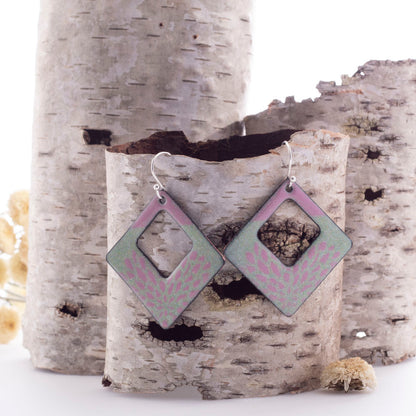 Pink & Mint Square Enamel Earrings
