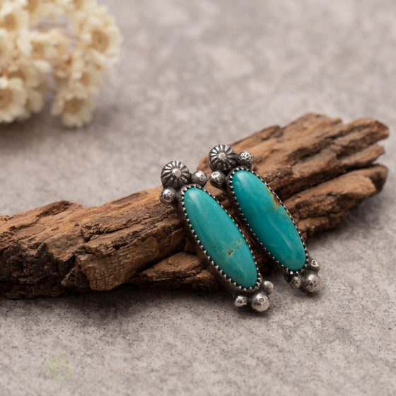 Kingman Turquoise Earrings-Post