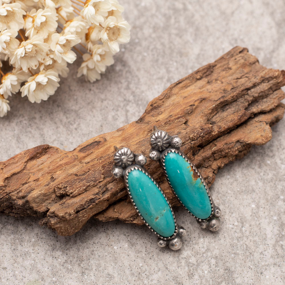 Kingman Turquoise Earrings-Post