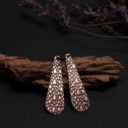 teardrop copper raindrop earrings