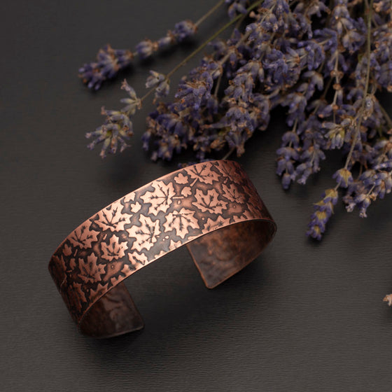 Copper Maple Leaf Cuff Bracelet