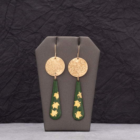 Two Piece Dangle Earrings-Green Maple