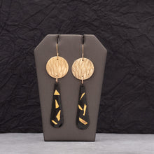  Two Piece Dangle Earrings-Black Abstract