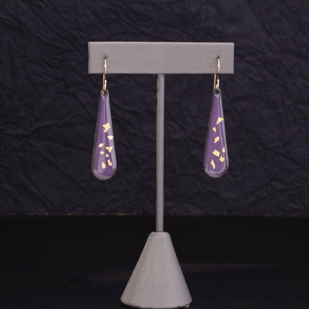 Enamel & 24k Gold Teardrop Earrings