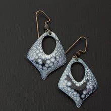  Black, Gray White Enamel & Gemstone Earrings