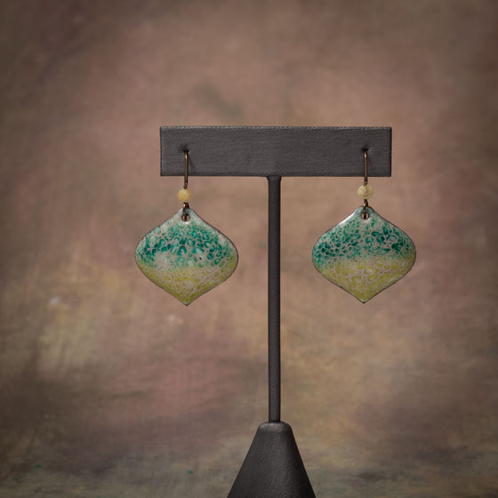 Turquoise & Lime Enamel Earrings