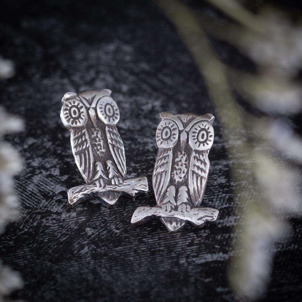 Sterling Silver Owl Earrings