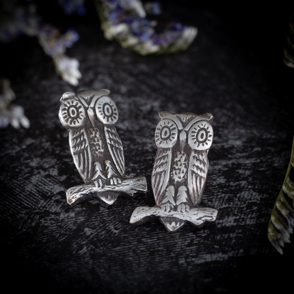 Sterling Silver Owl Earrings