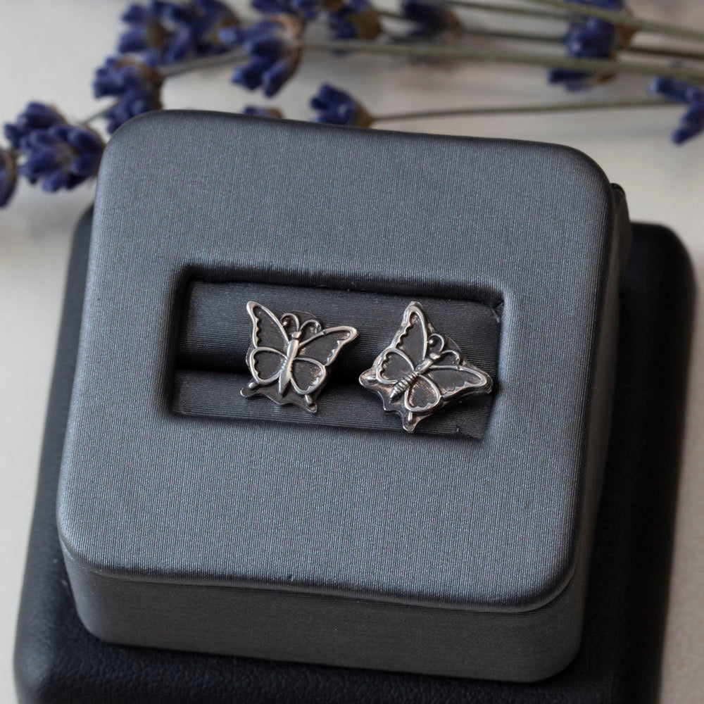 Silver Butterfly Studs