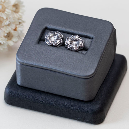 Silver Flower Studs