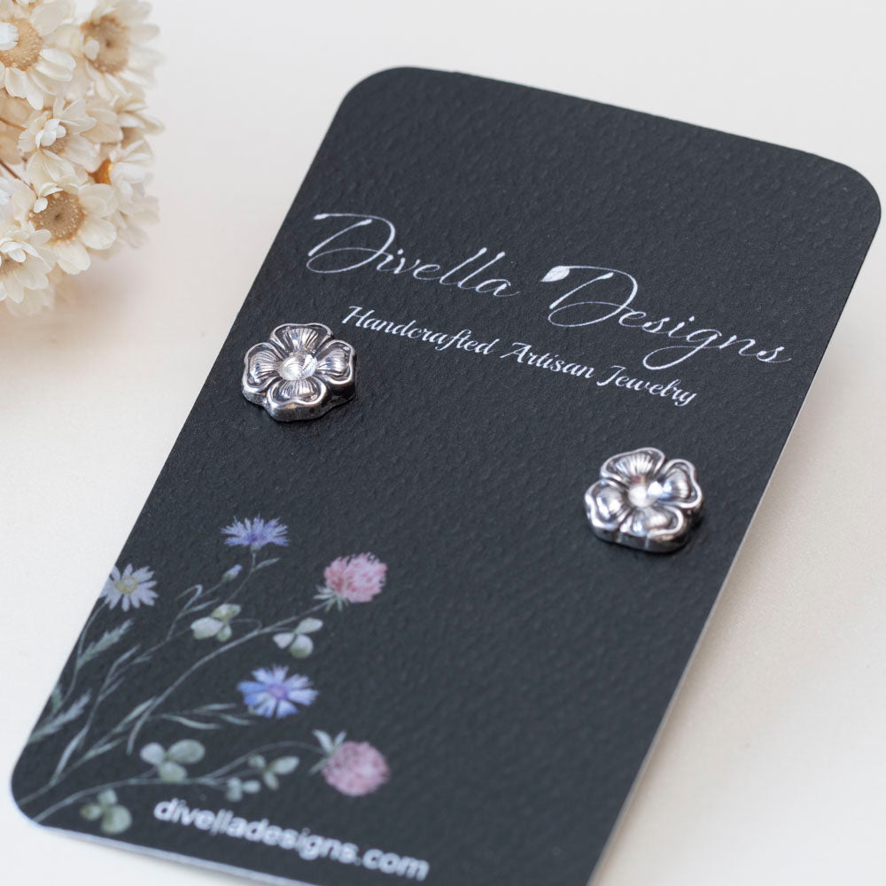 Silver Flower Studs