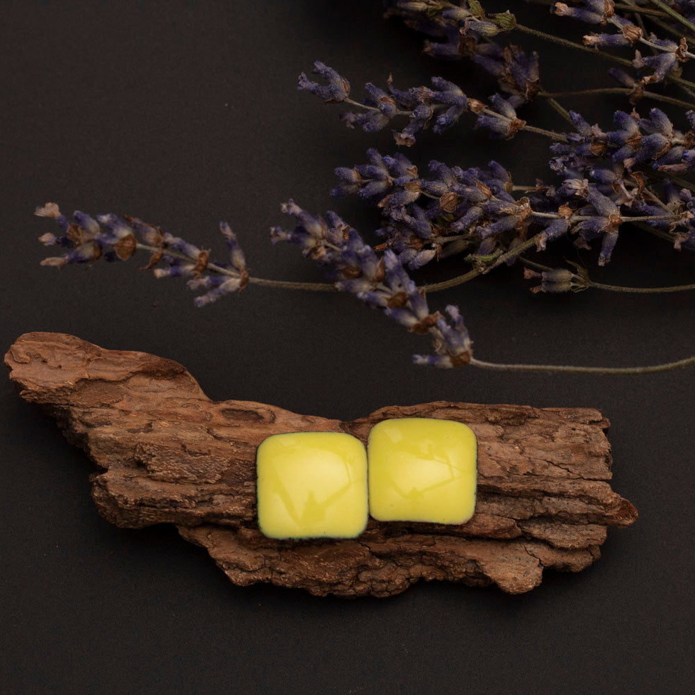 Little Yellow Enameled Studs