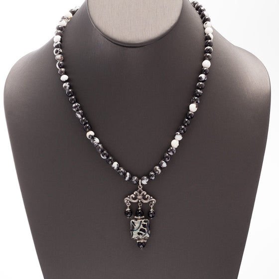 Zebra Jasper & Lampwork Necklace