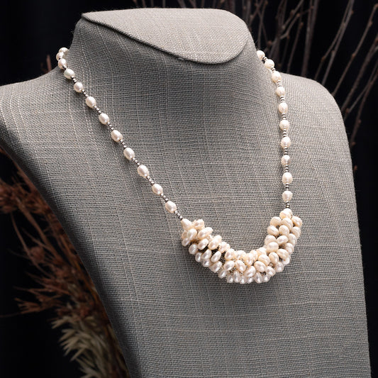 white pearl cluster necklace