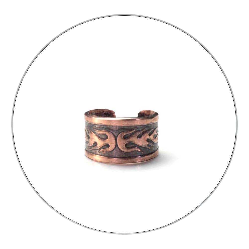 Copper ear cuff with a flame design by Divella Designs