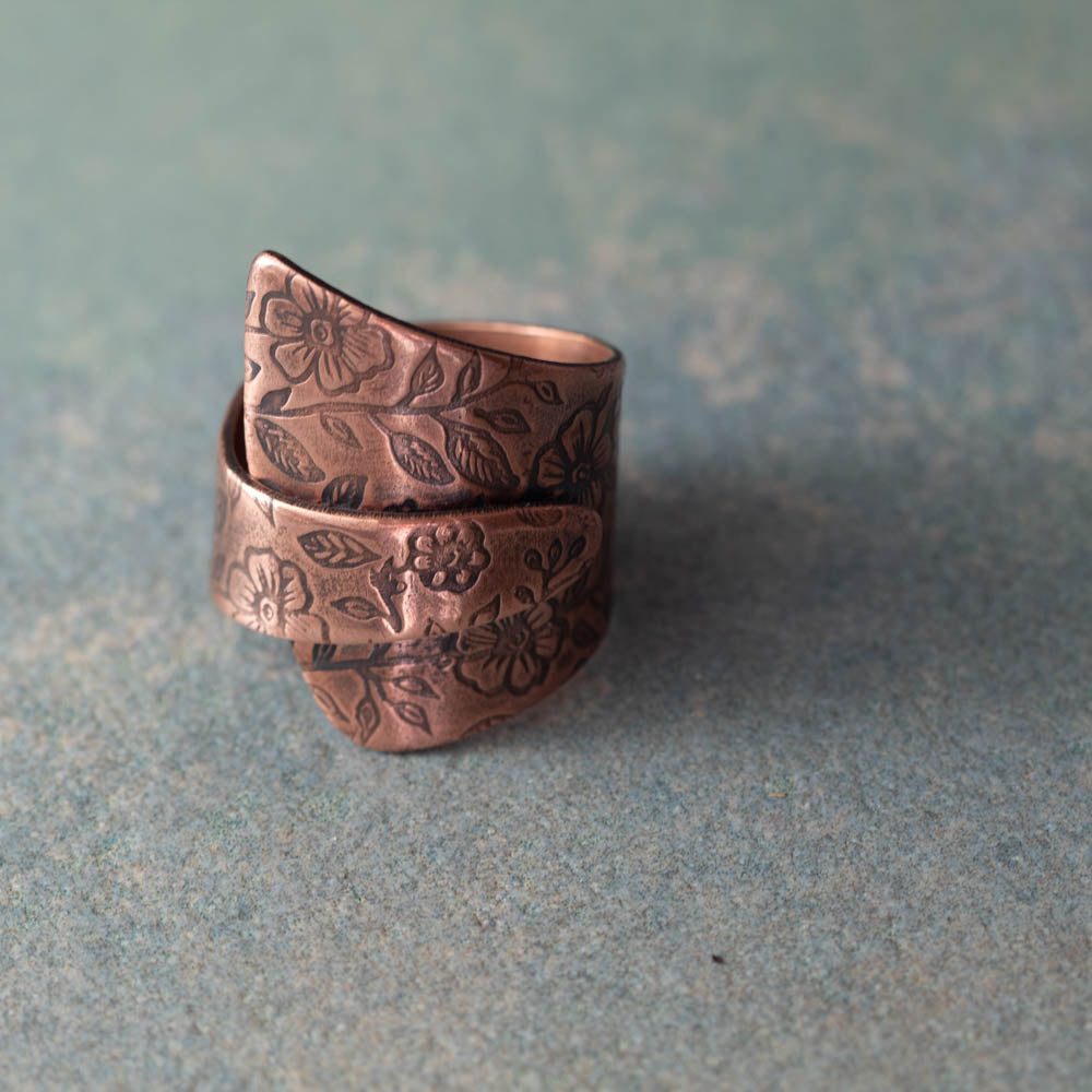 Copper Wildflower Wrap Ring