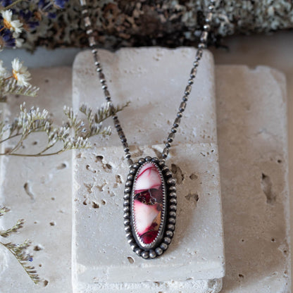 One-of-a-kind fine silver Dahlia Rose cabochon pendant, handcrafted in Vermont