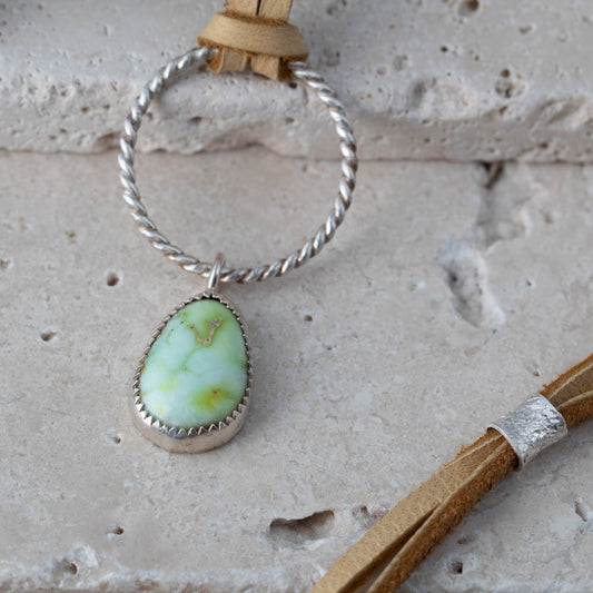 handmade variscite necklace with adjustable leather cord