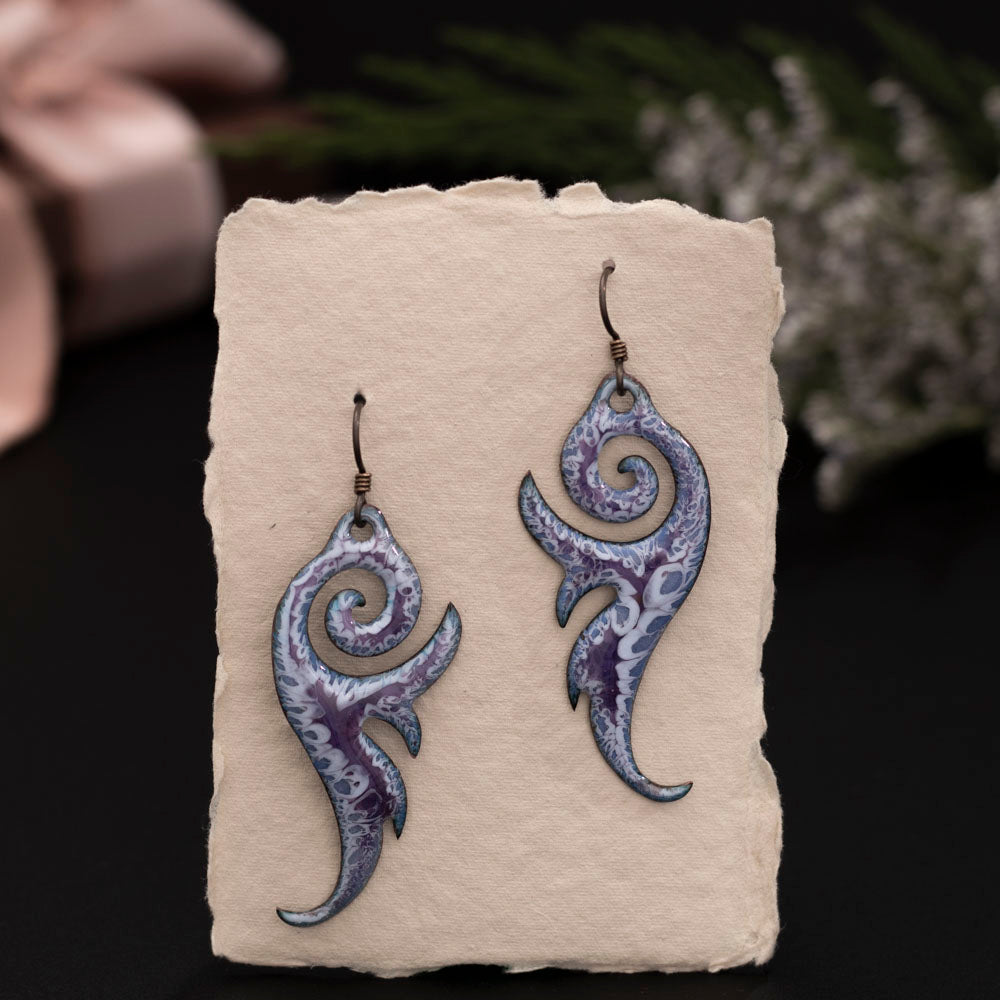 Blue & Purple Flourish Enamel Earrings