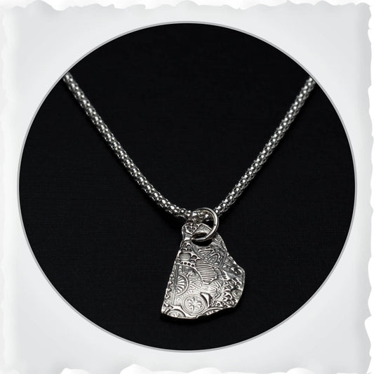 Fine silver teacup necklace on sterling silver chain, handmade jewelry gift for tea lovers.