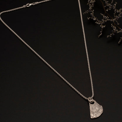 Fine silver teacup necklace on sterling silver chain, handmade jewelry gift for tea lovers.