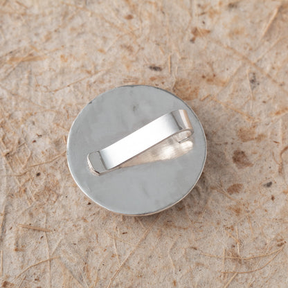 Back of sterling silver fox pendant showing the generously sized chain bail