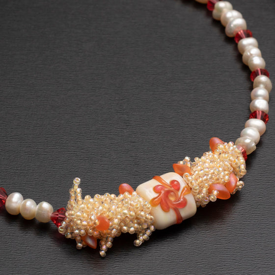 pearl and lampwork necklace