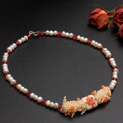 pearl and lampwork necklace
