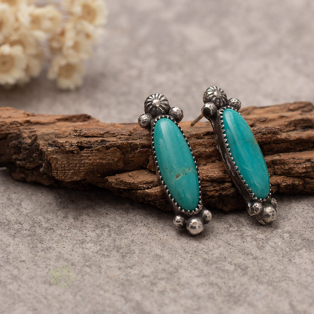 Kingman Turquoise Earrings-Post