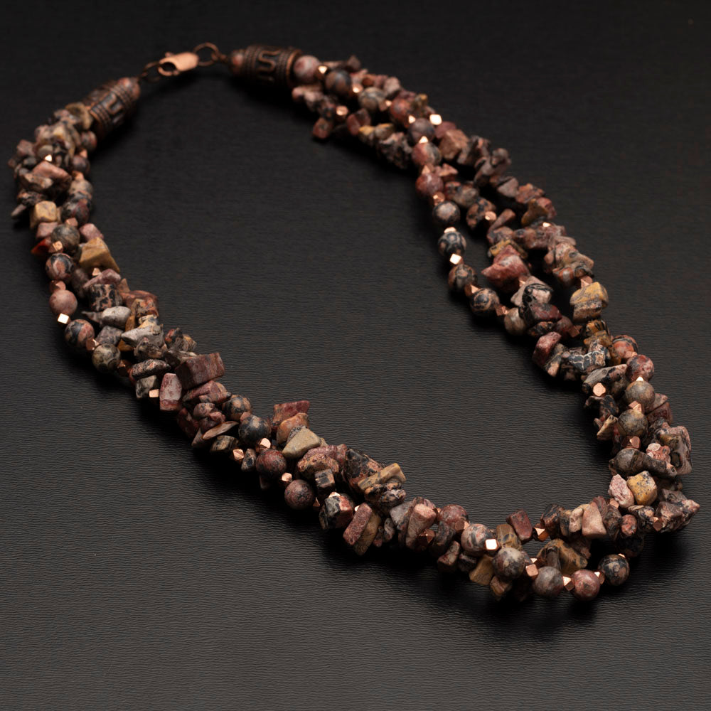 three strand jasper twist necklace