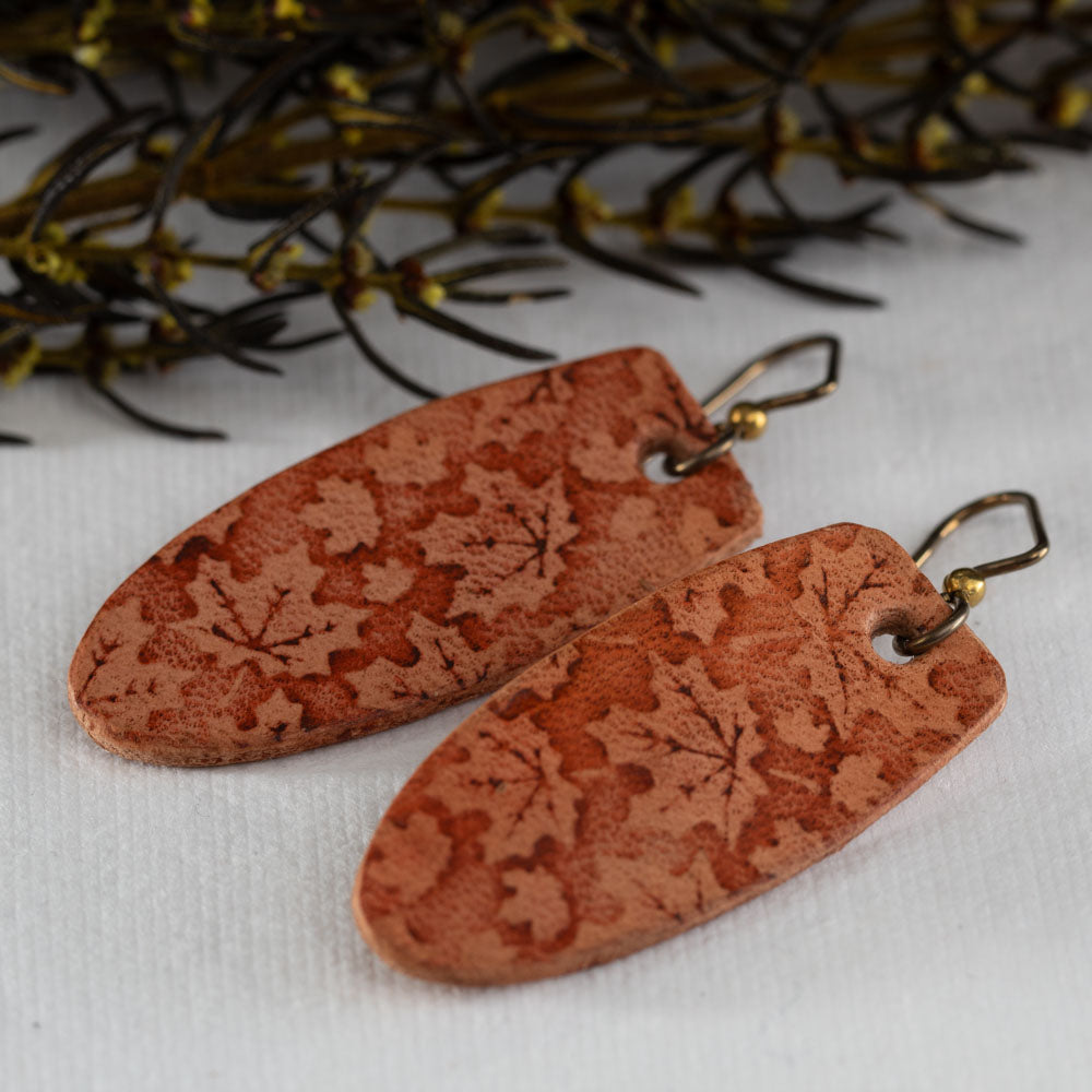 Leather Maple Leaf Earrings