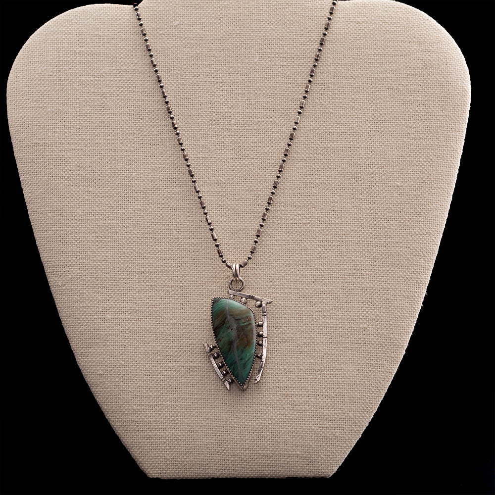 Handmade Kingman turquoise pensant on sterling silver chain