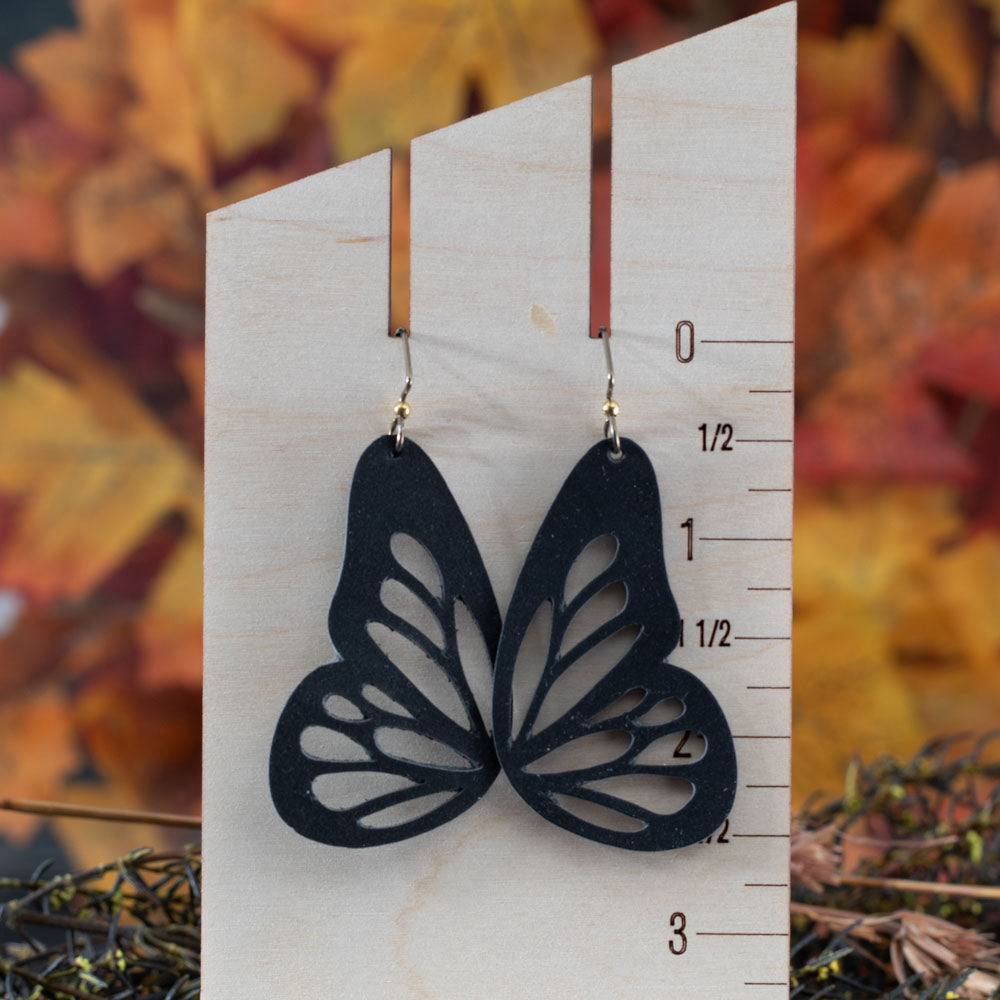 Faux Leather Butterfly Earrings