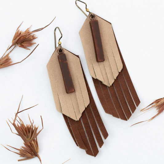 Faux Leather & Hardwood Earrings