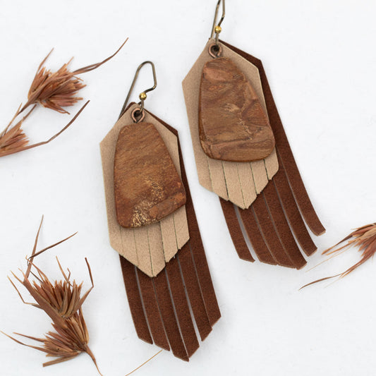 Faux Leather & Hardwood Earrings