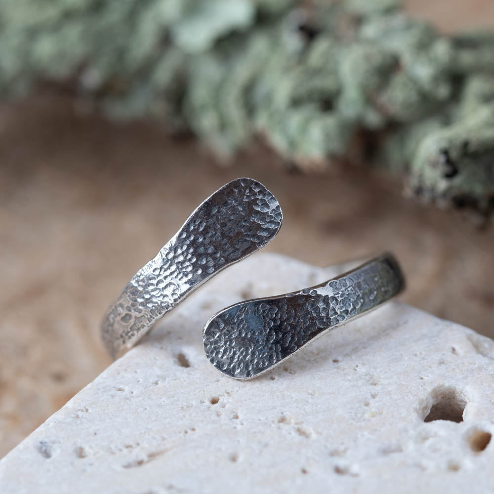 sterling silver textured wrap ring satin finish size 8 adjustable