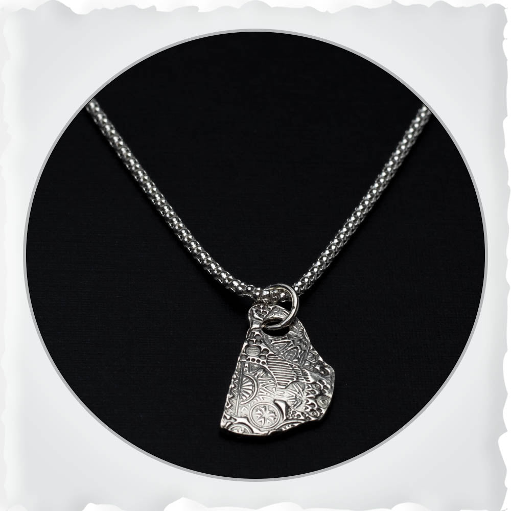 Fine silver teacup necklace on sterling silver chain, handmade jewelry gift for tea lovers.