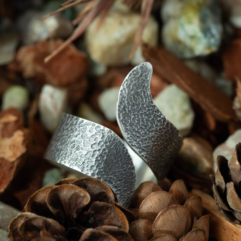Divella Designs textured silver wrap ring close up