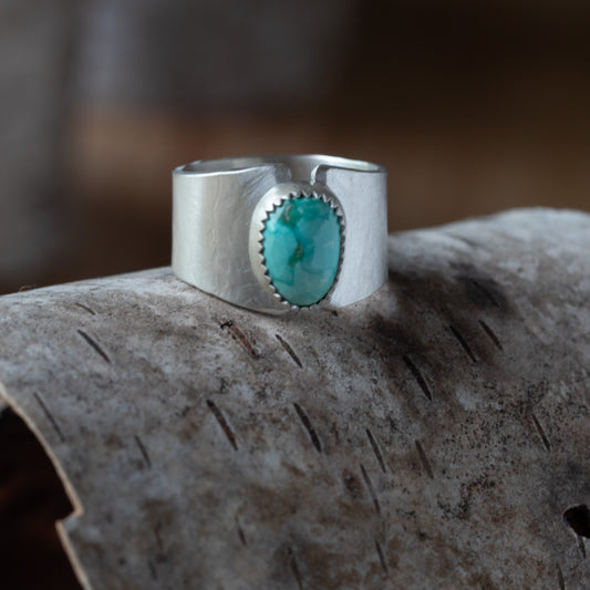 Silver and turquoise ring, size 7 handmade by Divella Designs