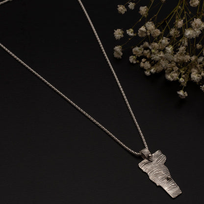 Fine silver Vermont necklace with approximately 1 1/2 inch pendant, handmade in Vermont by Divella Designs.