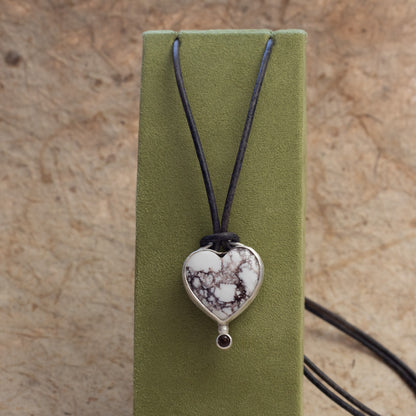 Wild Horse Stone and Smoky Quartz Heart Necklace