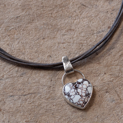 Wild Horse Stone Heart Leather Necklace – Three Strand
