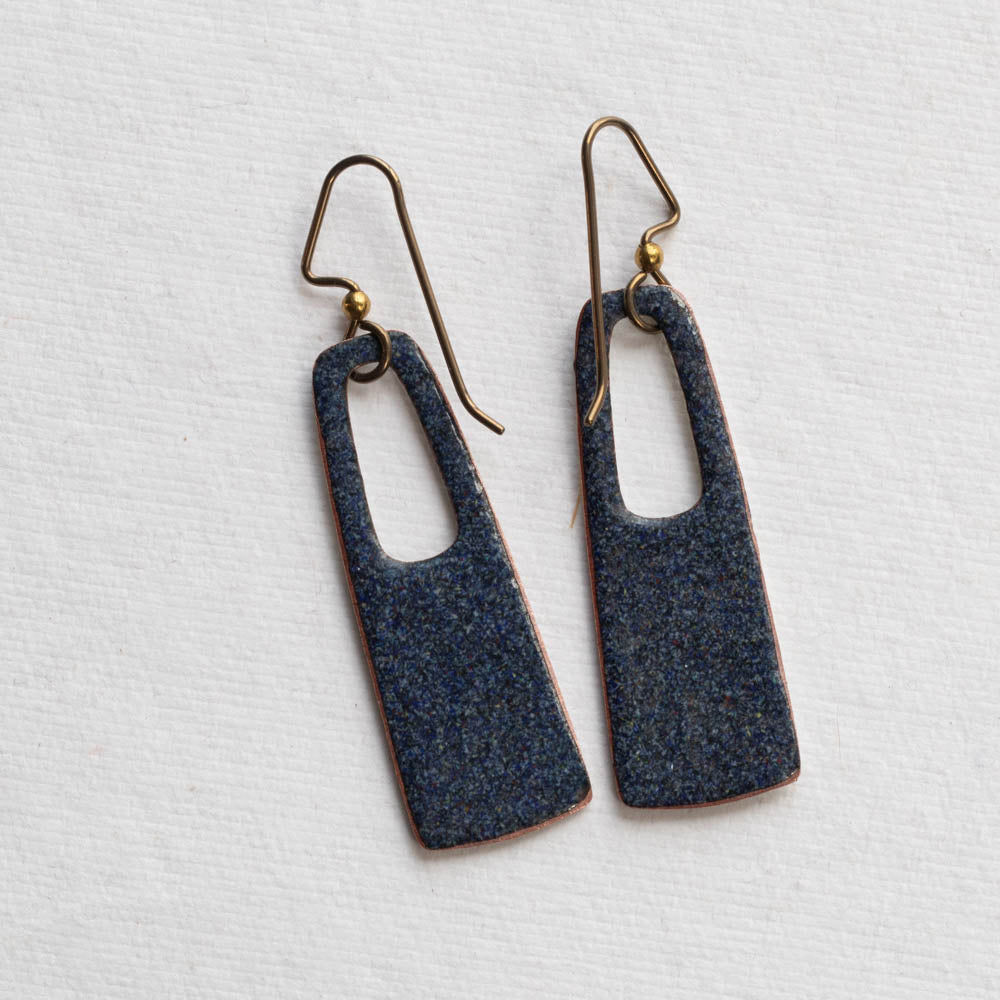 Back of rectangular enamel earrings